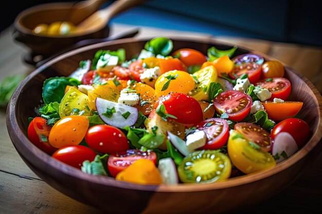 a bowl of tomatoes and cheese