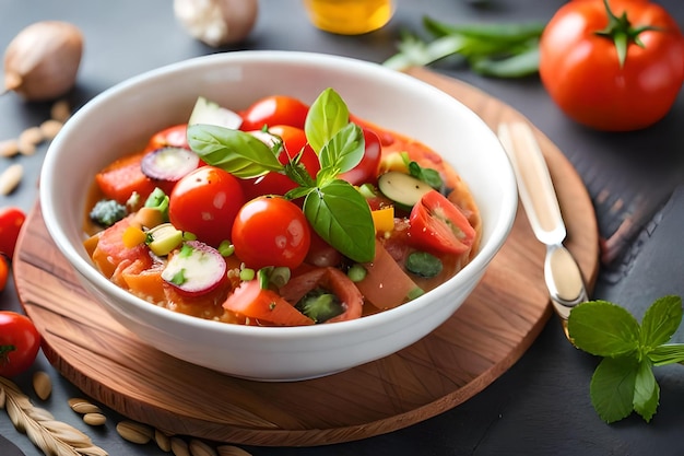 A bowl of tomatoes with a spoon and a spoon.