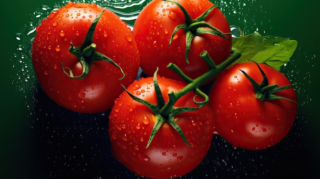 A bowl of tomatoes with water drops