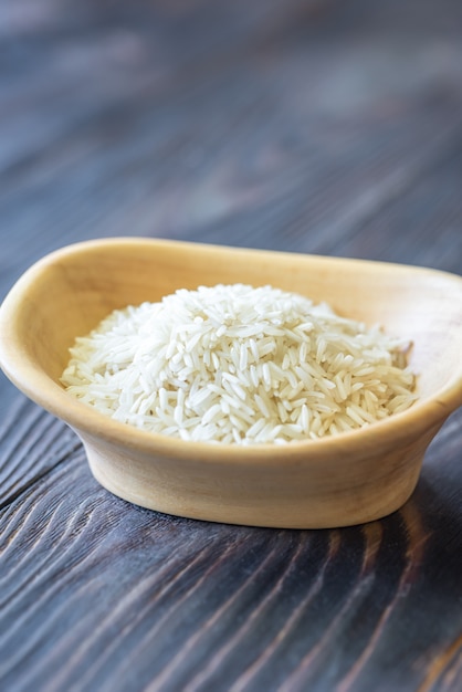 Bowl of uncooked basmati rice