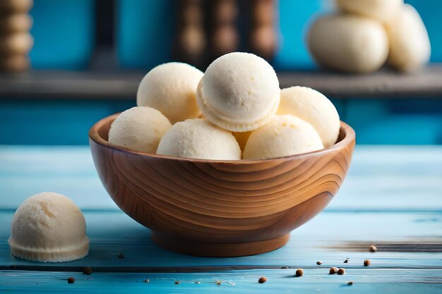 Photo a bowl of vanilla ice cream cheese.