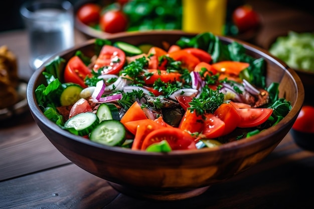 A bowl of vegetable salad Generative AI