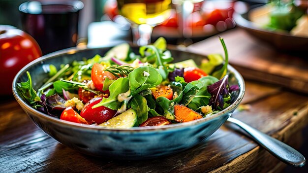 bowl of vegetable salad vegan food