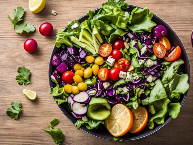 a bowl of vegetables including radishes tomatoes and lettuce