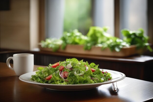 bowl of vegetables salad on table