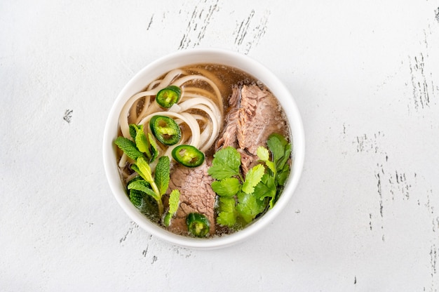 Bowl of Vietnamese soup beef pho (pho bo)