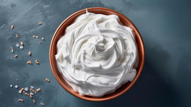 bowl of whipped cream Top down view