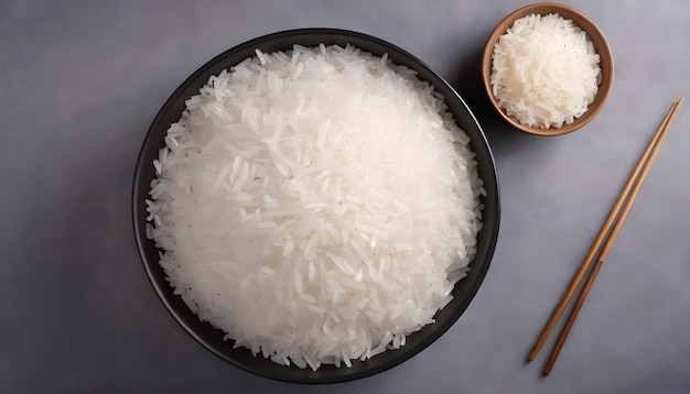 bowl of white delicious rice Garnish View from above Chinese cuisine hotpot ingredient