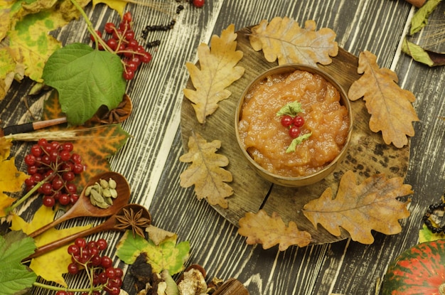 Bowl with apple jam