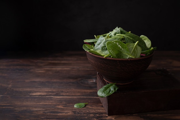 Bowl with baby spinach