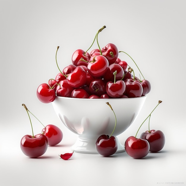 A bowl with big delicious cherries