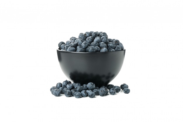 Bowl with blueberry isolated on white