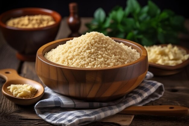 Bowl with Brazilian farofa Made with manioc flour South American cuisine Latin America