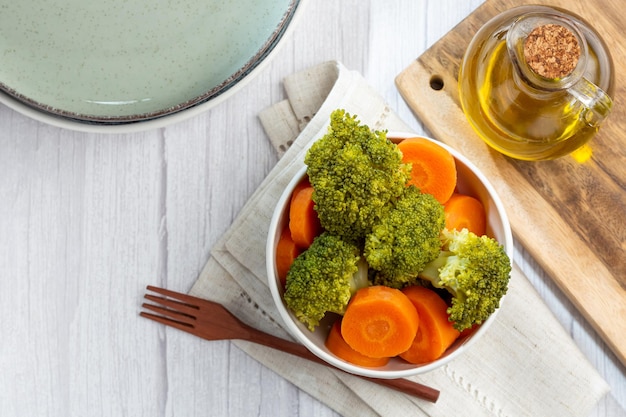 Bowl with broccoli and carrot salad