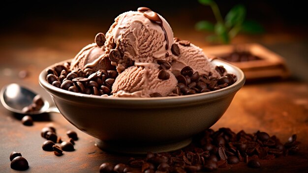 Photo bowl with chocolate ice cream