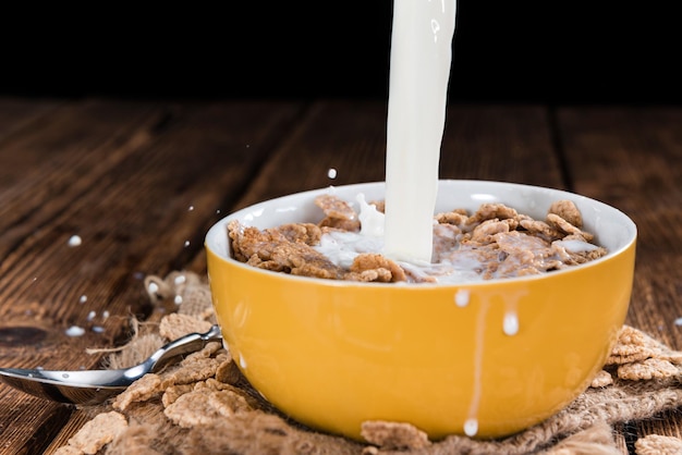 Bowl with Cornflakes and Milk