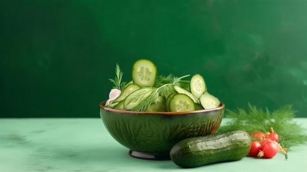 Bowl with cucumbers Illustration AI GenerativexA