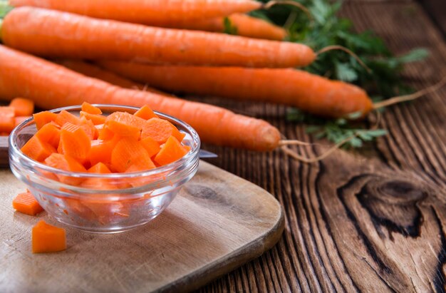 Bowl with diced carrot