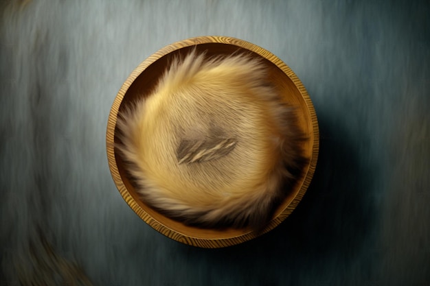 A bowl with a fur inside