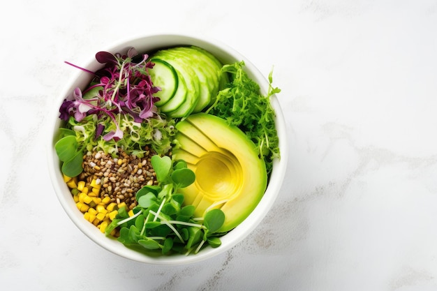 Photo bowl with healthy vegan food