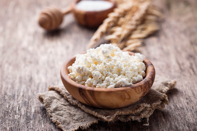 Bowl with homemade cottage cheese