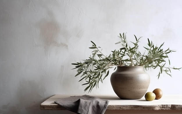 A bowl with a plant in it on a table.