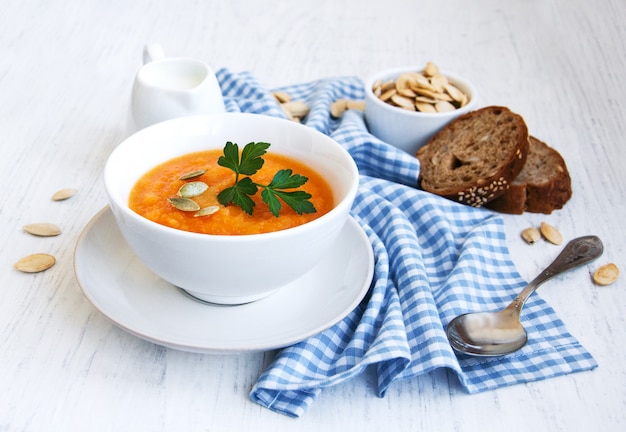 Bowl with Pumpkin soup 