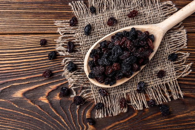 bowl with raisin on table