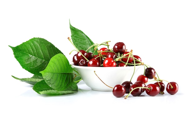 Bowl with ripe cherries