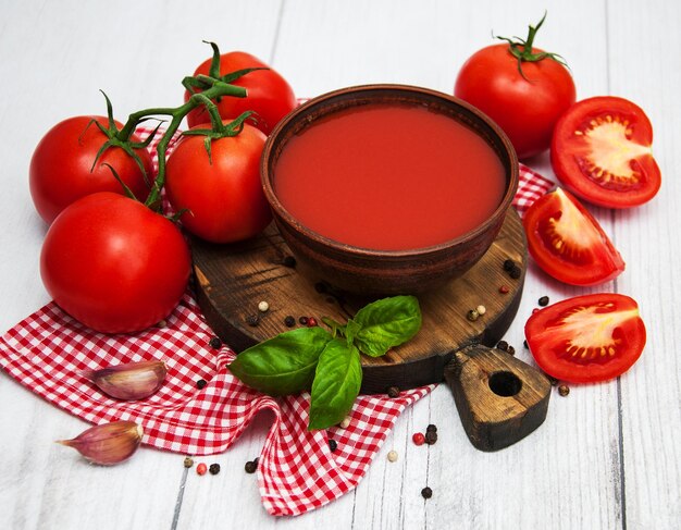 Bowl with tomato sauce