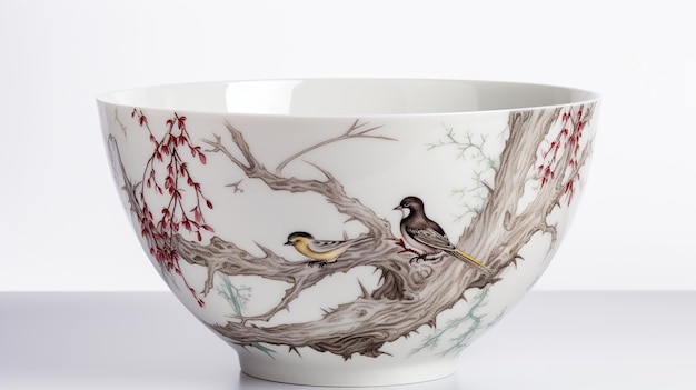 A bowl with two birds on it and the word birds on it