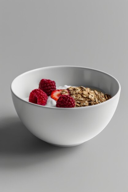 Photo a bowl of yogurt and berries on the table the concept of healthy food