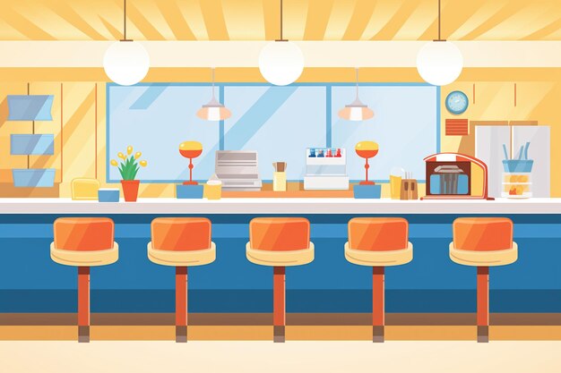 Premium Photo | Bowling alley snack bar with empty stools