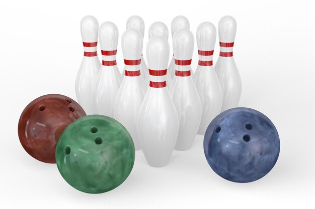 Photo bowling balls and pins