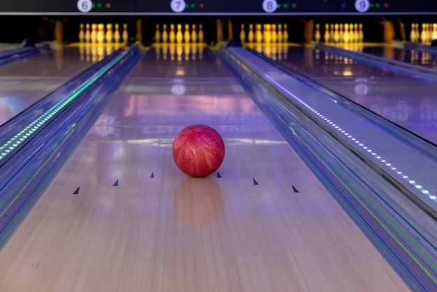 Bowling equipment indoors still life