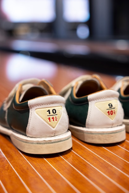 Bowling equipment indoors still life