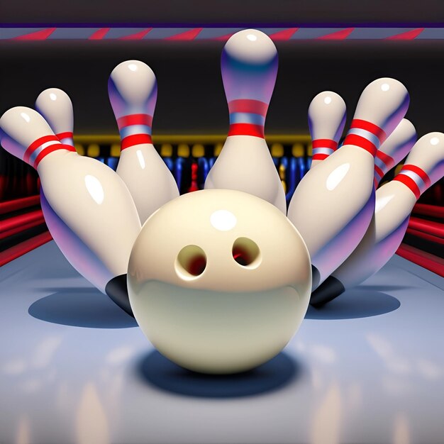 Bowling game ball hitting pins