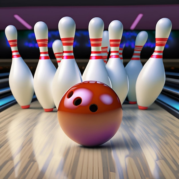 bowling match ball hit pins