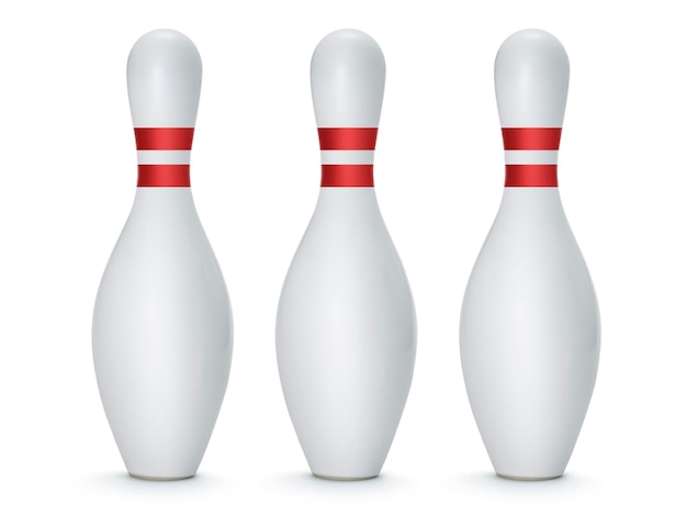 Bowling pinnen geïsoleerd op een witte achtergrond