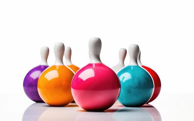 Photo bowling setup on white background