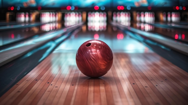 Bowlingbal op de bowlingbaan