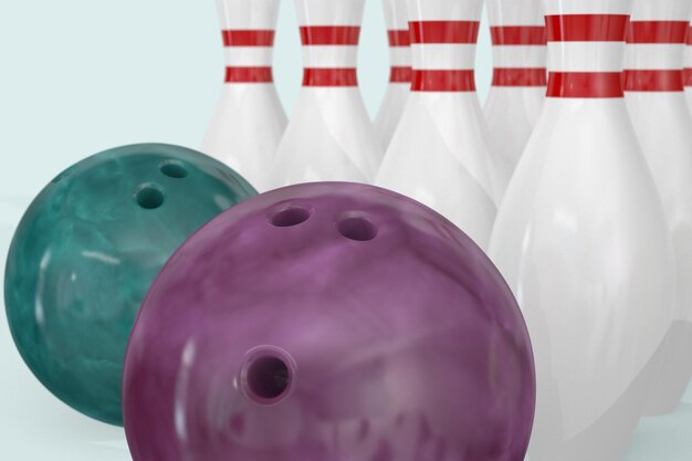 Foto bowlingballen en pinnen