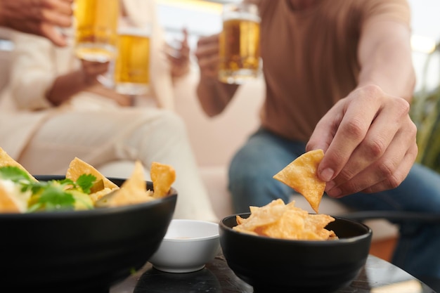 Bowls of Snacks in Bar