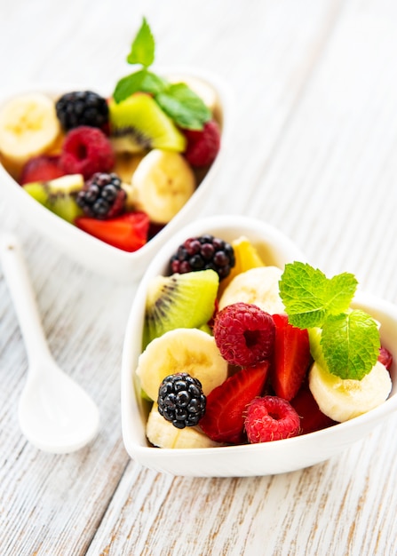 Bowls with fruits salad