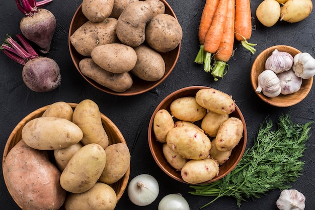 Photo bowls with organic vegetables