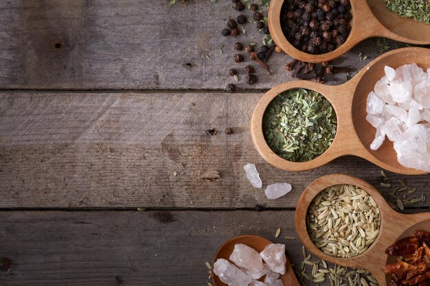 Photo bowls with spices and copy space