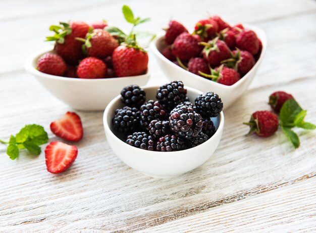 Bowls with summer berries