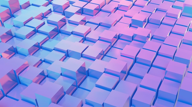 Premium Photo | Box 3d perspective vaporwave blue and pink background