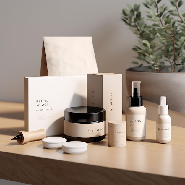 a box of black beauty products sits on a table.