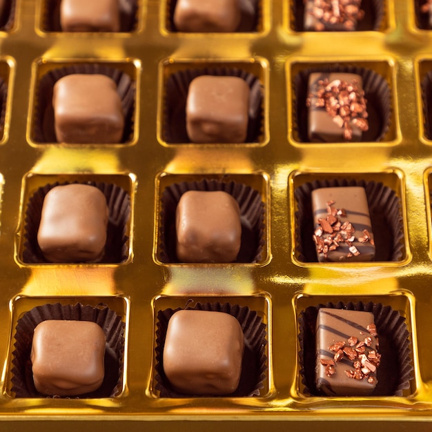 Box of chocolate close up